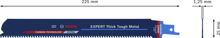 BoschEXPERT 厚型高强度金属硬质合金锯片 225mm。